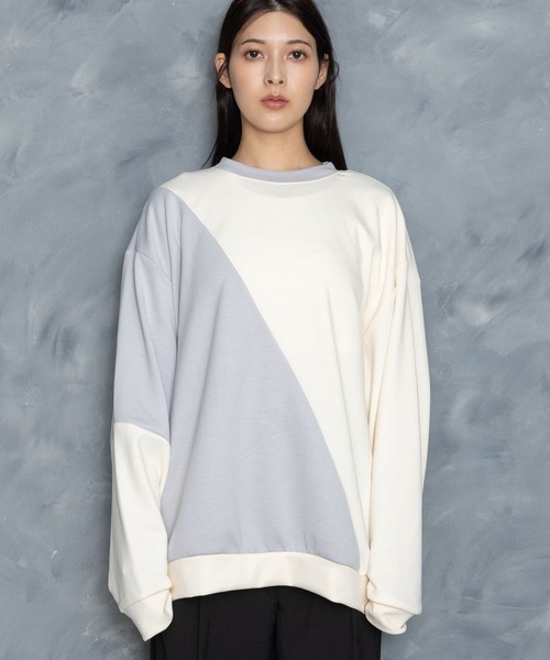 Starting Over(スターティングオーバー)の「cardboard knit switching crew neck cutsew/ダンボールニット 切り替え クルーネック カットソー(スウェット・メンズ・ホワイト/ブラック/サックスブルー/チャコールグレー・M/L/XL)」の13枚目の写真