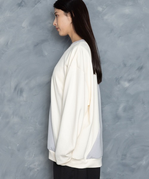 Starting Over(スターティングオーバー)の「cardboard knit switching crew neck cutsew/ダンボールニット 切り替え クルーネック カットソー(スウェット・メンズ・ホワイト/ブラック/サックスブルー/チャコールグレー・M/L/XL)」の14枚目の写真
