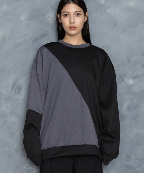 Starting Over(スターティングオーバー)の「cardboard knit switching crew neck cutsew/ダンボールニット 切り替え クルーネック カットソー(スウェット・メンズ・ホワイト/ブラック/サックスブルー/チャコールグレー・M/L/XL)」の17枚目の写真