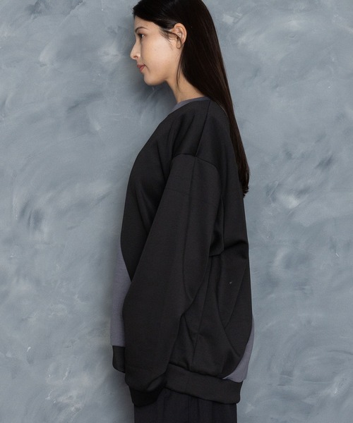 Starting Over(スターティングオーバー)の「cardboard knit switching crew neck cutsew/ダンボールニット 切り替え クルーネック カットソー(スウェット・メンズ・ホワイト/ブラック/サックスブルー/チャコールグレー・M/L/XL)」の18枚目の写真