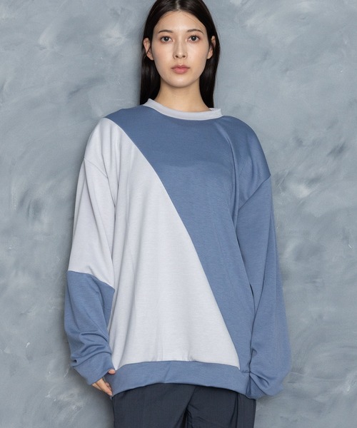 Starting Over(スターティングオーバー)の「cardboard knit switching crew neck cutsew/ダンボールニット 切り替え クルーネック カットソー(スウェット・メンズ・ホワイト/ブラック/サックスブルー/チャコールグレー・M/L/XL)」の19枚目の写真