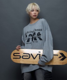 JEANS MATE | 【SAVIER/サビアー】WALKING DONUTSコラボ / 前面プリント ビッグシルエット スウェットトレーナー ワンポイント刺繍 ブランドロゴ(スウェット)