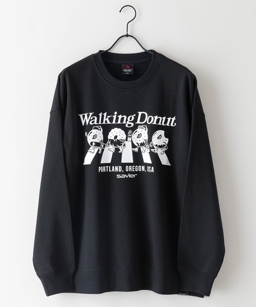JEANS MATE(ジーンズメイト)の「【SAVIER/サビアー】WALKING DONUTSコラボ / 前面プリント ビッグシルエット スウェットトレーナー ワンポイント刺繍 ブランドロゴ(スウェット・メンズ・杢グレー/ブラック・MEDIUM/LARGE)」の13枚目の写真