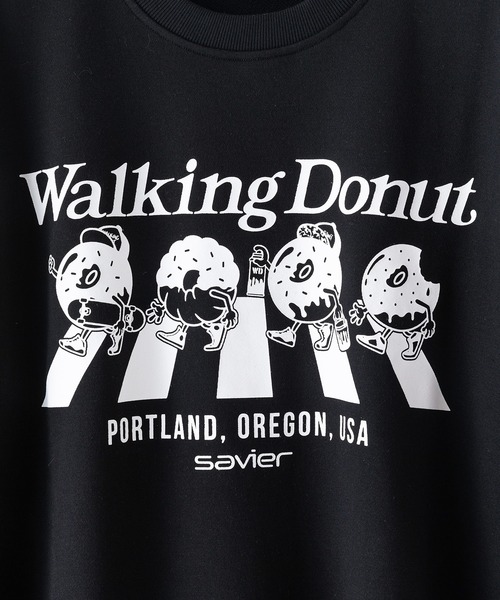 JEANS MATE(ジーンズメイト)の「【SAVIER/サビアー】WALKING DONUTSコラボ / 前面プリント ビッグシルエット スウェットトレーナー ワンポイント刺繍 ブランドロゴ(スウェット・メンズ・杢グレー/ブラック・MEDIUM/LARGE)」の17枚目の写真