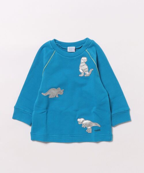 HAKKA BABY（ハッカベビー）の「[ベビー]恐竜アップリケ裏毛トレーナー（Tシャツ/カットソー・キッズ・オレンジ/ブルー・80ｃｍ/90cm）」の2枚目の写真