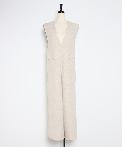 ウールタッチVネックオールインワン（つなぎ/オールインワン）｜Bonjour Sagan（ボンジュールサガン）