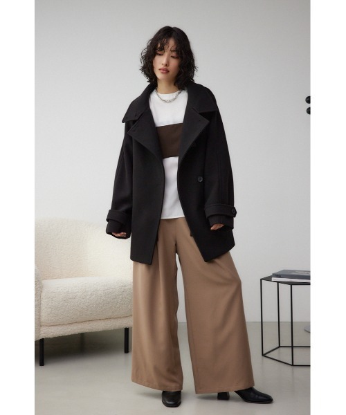 AZUL by moussy（アズールバイマウジー）の「スタンドカラーウォッシャブルミディコート（チェスターコート・レディース・ライトベージュ/杢グレー/ブラック・MEDIUM/SMALL）」の6枚目の写真