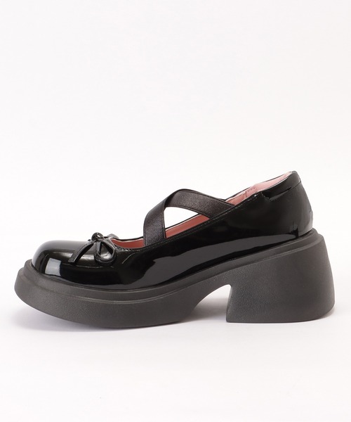 セール】クロス ストラップ 厚底 リボン パンプス（パンプス）｜Lace