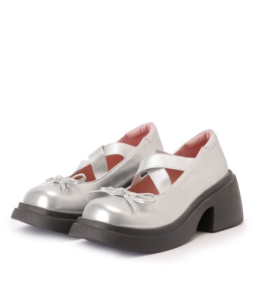 セール】クロス ストラップ 厚底 リボン パンプス（パンプス）｜Lace