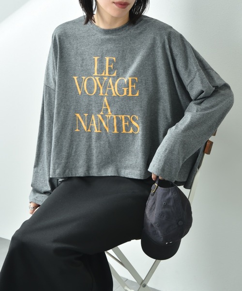 INTERPLANET（インタープラネット）の「ビッグシルエットロゴ長袖Ｔ（Tシャツ/カットソー・レディース・サックスブルー/グレー/アイボリー・FREE）」の4枚目の写真