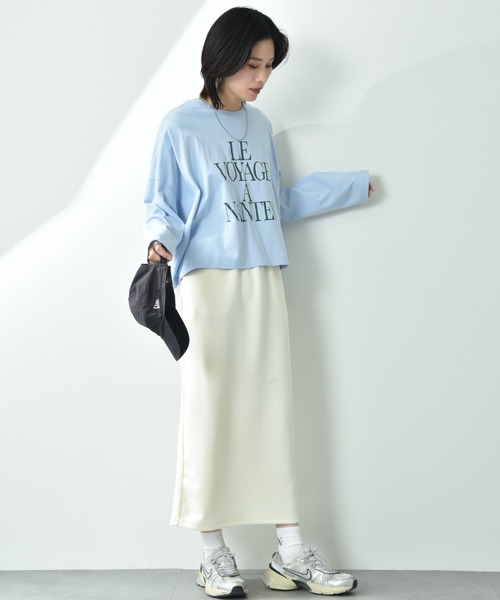 INTERPLANET（インタープラネット）の「ビッグシルエットロゴ長袖Ｔ（Tシャツ/カットソー・レディース・サックスブルー/グレー/アイボリー・FREE）」の16枚目の写真