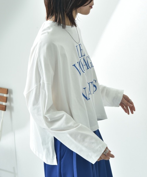 INTERPLANET（インタープラネット）の「ビッグシルエットロゴ長袖Ｔ（Tシャツ/カットソー・レディース・サックスブルー/グレー/アイボリー・FREE）」の19枚目の写真