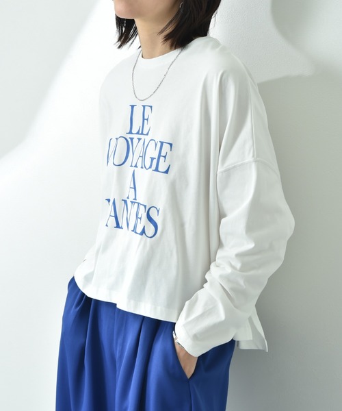 INTERPLANET（インタープラネット）の「ビッグシルエットロゴ長袖Ｔ（Tシャツ/カットソー・レディース・サックスブルー/グレー/アイボリー・FREE）」の21枚目の写真