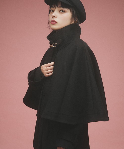 AMBIENT（アンビエント）の「ケープウールジャケット（ノーカラージャケット・レディース・ダークブラウン/グレー/ブラック・M/S）」の6枚目の写真