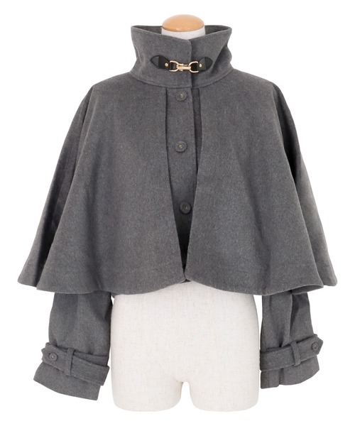 AMBIENT（アンビエント）の「ケープウールジャケット（ノーカラージャケット・レディース・ダークブラウン/グレー/ブラック・M/S）」の12枚目の写真