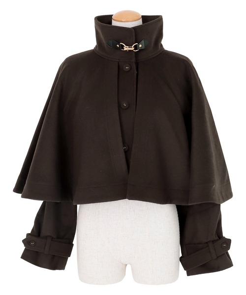 AMBIENT（アンビエント）の「ケープウールジャケット（ノーカラージャケット・レディース・ダークブラウン/グレー/ブラック・M/S）」の13枚目の写真
