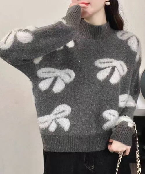 セール】リボン柄モックネックニット（ニット/セーター）｜LADY LIKE