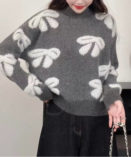 セール】リボン柄モックネックニット（ニット/セーター）｜LADY LIKE