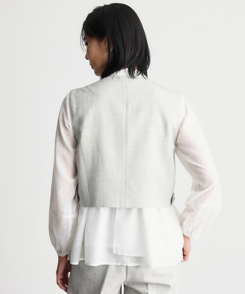 THE SHOP TK (ザ ショップ ティーケー )の「◆【セットアップ可/ONOFF活躍】カルゼショートジレ/洗える(ベスト・レディース・ナチュラル/ネイビー・12/13)」の16枚目の写真