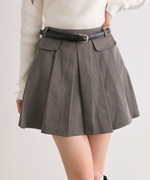 OLIVE des OLIVE | 合皮ベルト付フラッププリーツスカート(スカート)
