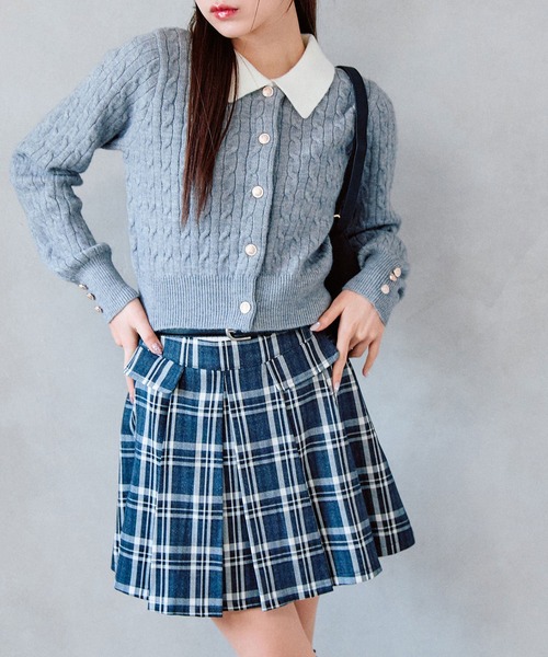 OLIVE des OLIVE（オリーブデオリーブ）の「合皮ベルト付フラッププリーツスカート（スカート・レディース・グレー系その他/チャコールグレー/アイボリー/レッド系その他・FREE）」の6枚目の写真