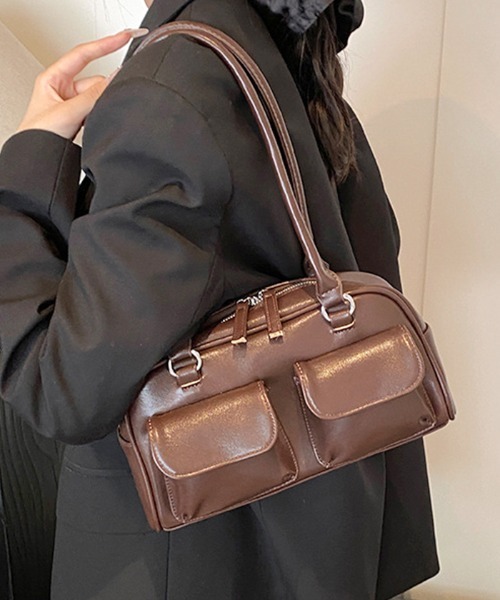 Futier land（フューティアランド）の「ダブルポケットハンドバッグ（ハンドバッグ・レディース・ブラウン/レッド/ブラック・FREE）」の3枚目の写真