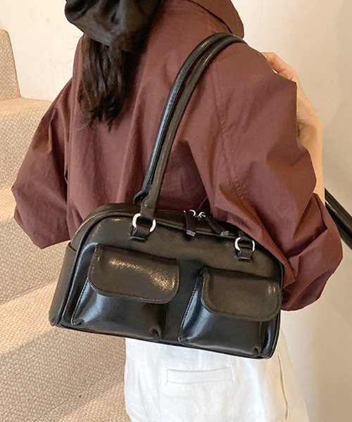 Futier land（フューティアランド）の「ダブルポケットハンドバッグ（ハンドバッグ・レディース・ブラウン/レッド/ブラック・FREE）」の2枚目の写真