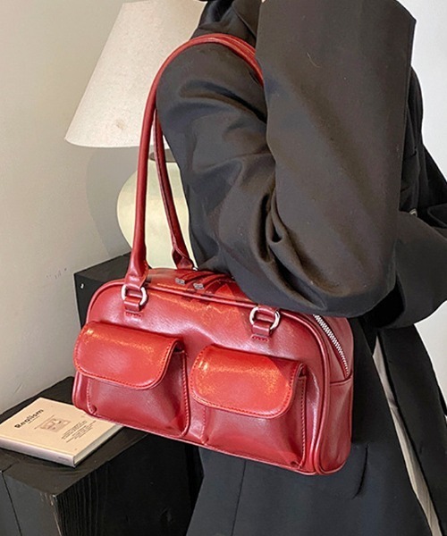 Futier land（フューティアランド）の「ダブルポケットハンドバッグ（ハンドバッグ・レディース・ブラウン/レッド/ブラック・FREE）」の5枚目の写真