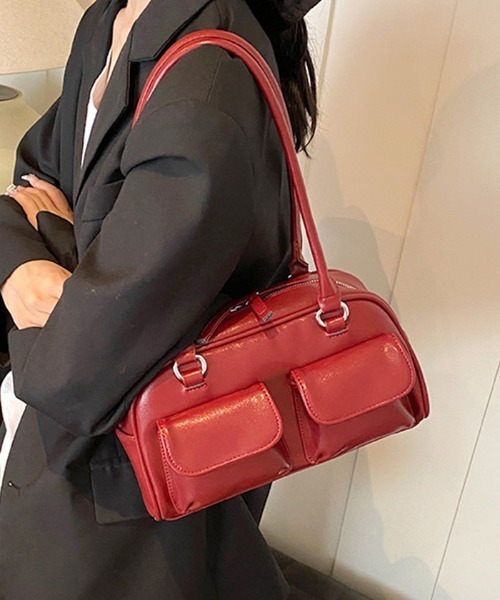 Futier land（フューティアランド）の「ダブルポケットハンドバッグ（ハンドバッグ・レディース・ブラウン/レッド/ブラック・FREE）」の4枚目の写真