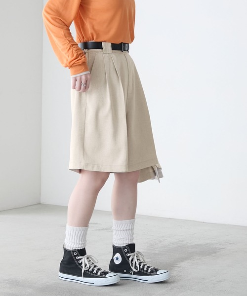 BONLECILL(ボンルシール)の「【セットアップ対応】フェイクリネン Wタックショートパンツ(その他パンツ・レディース・チャコールグレー/ブラック/アイボリー/ブラウン/ベージュ・M/L)」の19枚目の写真