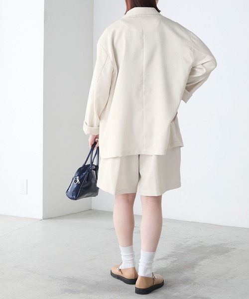 セットアップ対応】フェイクリネン Wタックショートパンツ