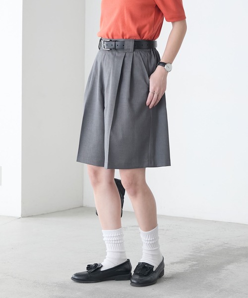 新品未使用♡ベアショートパンツ アルパカ素材 あったか テディベア セール】【セットアップ対応】フェイクリネン Wタックショート