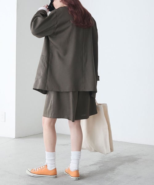 BONLECILL(ボンルシール)の「【セットアップ対応】フェイクリネン Wタックショートパンツ(その他パンツ・レディース・チャコールグレー/ブラック/アイボリー/ブラウン/ベージュ・M/L)」の13枚目の写真