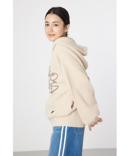 RODEO CROWNS WIDE BOWL（ロデオクラウンズワイドボウル）の「LOGO畦ニットジップフーディー（パーカー・レディース・チャコールグレー/アイボリー/クリアレッド・FREE）」の17枚目の写真