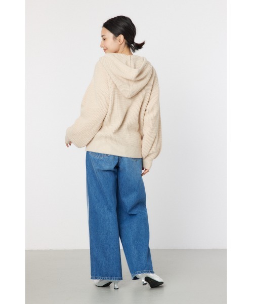 RODEO CROWNS WIDE BOWL（ロデオクラウンズワイドボウル）の「LOGO畦ニットジップフーディー（パーカー・レディース・チャコールグレー/アイボリー/クリアレッド・FREE）」の8枚目の写真