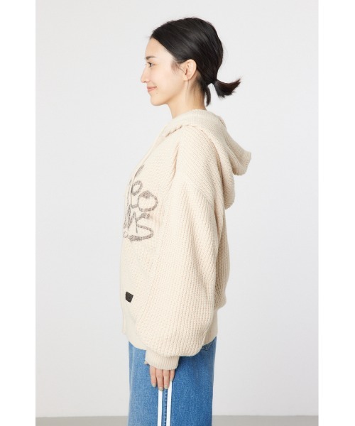 RODEO CROWNS WIDE BOWL（ロデオクラウンズワイドボウル）の「LOGO畦ニットジップフーディー（パーカー・レディース・チャコールグレー/アイボリー/クリアレッド・FREE）」の10枚目の写真