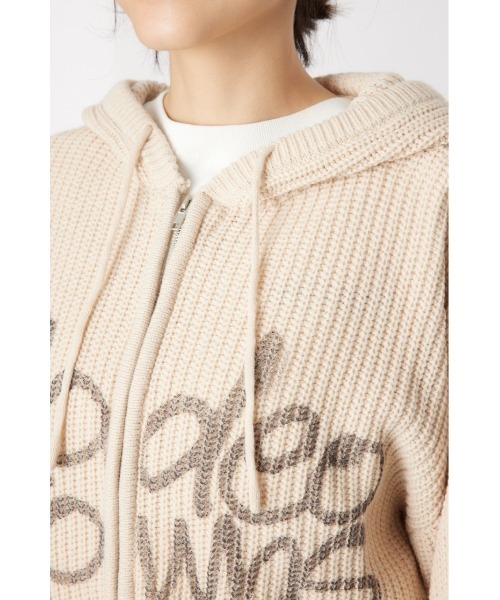 RODEO CROWNS WIDE BOWL（ロデオクラウンズワイドボウル）の「LOGO畦ニットジップフーディー（パーカー・レディース・チャコールグレー/アイボリー/クリアレッド・FREE）」の12枚目の写真