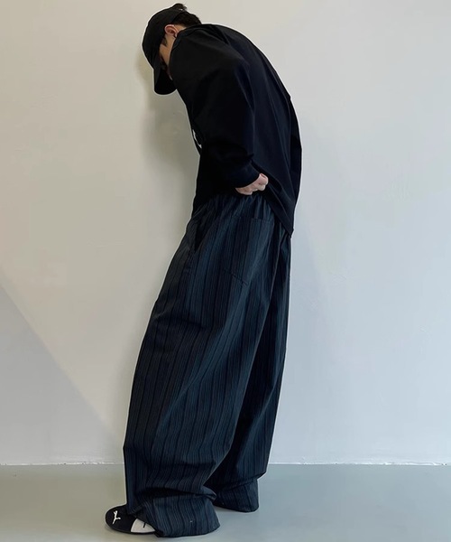 B.R.U（ブル）の「マルチストライプワイドリラックスパンツ（その他パンツ・メンズ・ネイビー/チャコールグレー・FREE）」の18枚目の写真