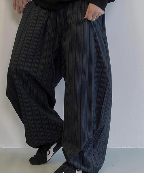 B.R.U（ブル）の「マルチストライプワイドリラックスパンツ（その他パンツ・メンズ・ネイビー/チャコールグレー・FREE）」の15枚目の写真