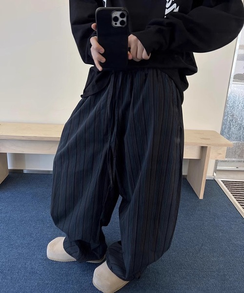 B.R.U（ブル）の「マルチストライプワイドリラックスパンツ（その他パンツ・メンズ・ネイビー/チャコールグレー・FREE）」の11枚目の写真