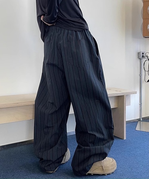 B.R.U（ブル）の「マルチストライプワイドリラックスパンツ（その他パンツ・メンズ・ネイビー/チャコールグレー・FREE）」の7枚目の写真