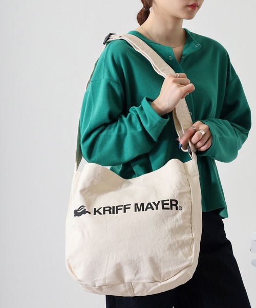 KRIFF MAYER（クリフメイヤー）の「KRIFF MAYER キャンバス ニュースペーパーバッグ 男女兼用（ショルダーバッグ・メンズ・アイボリー/ブラック・FREE）」の12枚目の写真