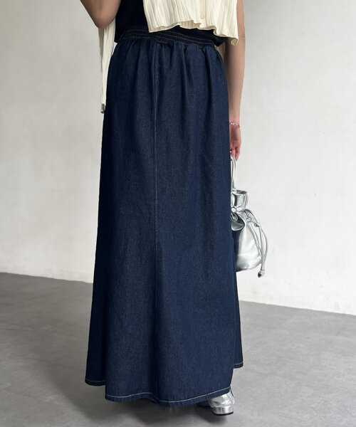 Chez toi（シェトワ）の「セミフレアデニムスカート（スカート・レディース・ブラック/インディゴブルー/ブルー・FREE/TM）」の21枚目の写真