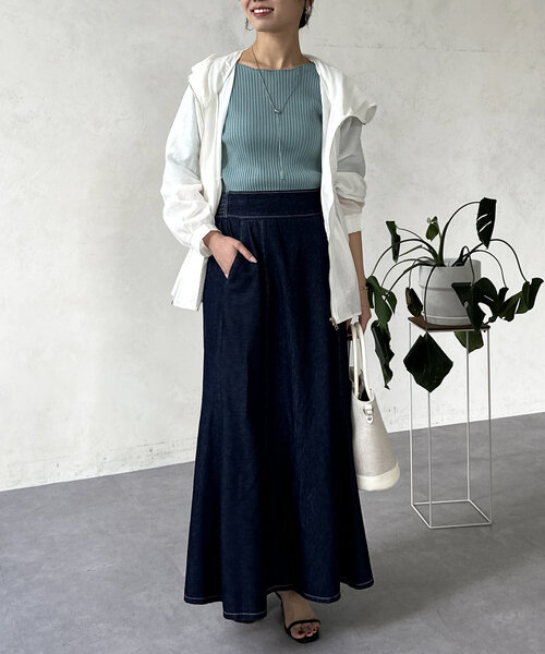 Chez toi（シェトワ）の「セミフレアデニムスカート（スカート・レディース・ブラック/インディゴブルー/ブルー・FREE/TM）」の18枚目の写真