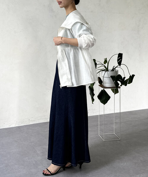 Chez toi（シェトワ）の「セミフレアデニムスカート（スカート・レディース・ブラック/インディゴブルー/ブルー・FREE/TM）」の10枚目の写真