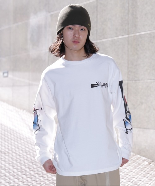 MANASTASH(マナスタッシュ)の「MANASTASH/マナスタッシュ/PUMICE L/S TEE MCC(Tシャツ/カットソー・メンズ・レッド/ホワイト/ブラック・M/S/XL/L)」の4枚目の写真