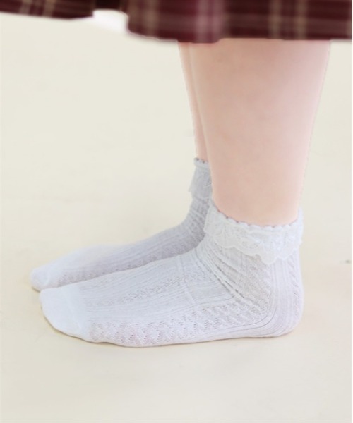 axes femme POETIQUE（アクシーズファムポエティック）の「ラメ入りレースソックス（ソックス/靴下・レディース・ホワイト/ネイビー・FREE）」の3枚目の写真