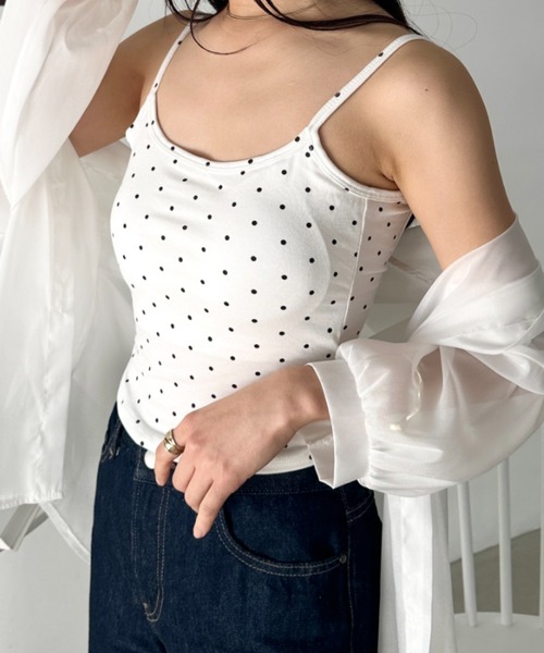 セール】カップ付きドット柄キャミソール（キャミソール）｜CLEA
