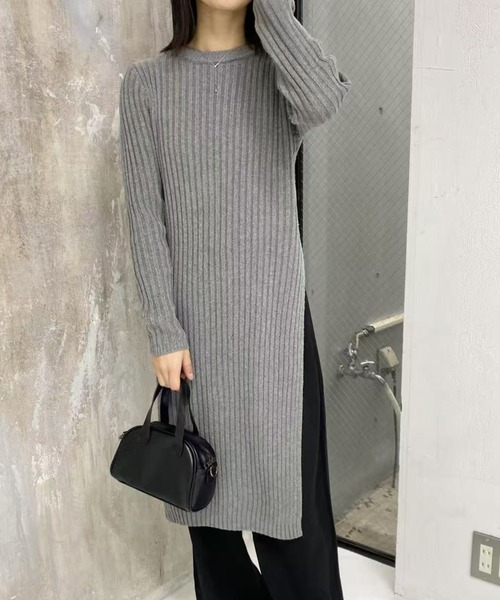 mebole（メボレ）の「simple ロングニットワンピース（ワンピース・レディース・ブラック/グレー・FREE）」の11枚目の写真