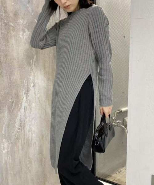 mebole（メボレ）の「simple ロングニットワンピース（ワンピース・レディース・ブラック/グレー・FREE）」の17枚目の写真